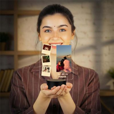 You are My Forever Quote Personalized with Photos Acrylic UV Printed Lamp with Warm White Light Gift for Anniversary, Valentines Day, Birthday